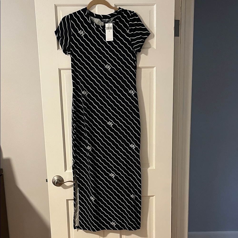 Lauren Ralph Lauren Black and White Striped Maxi Dress